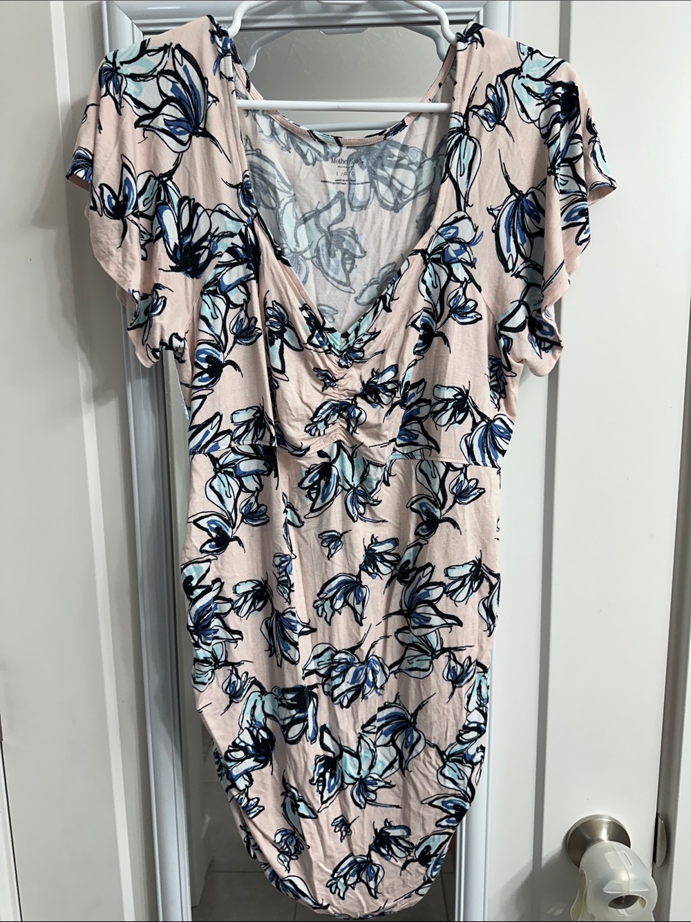 Floral V-Neck Pink maternity shirt